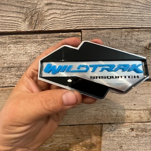 NEW &quot;WILDTRAK&quot; Blue & Black On Silver, Fender Badges, Acrylic Badges , New body style Emblems