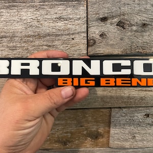NEW &quot;BIGBEND&quot; White & Orange On Black, Throwback Fender Badges, New body style Emblems
