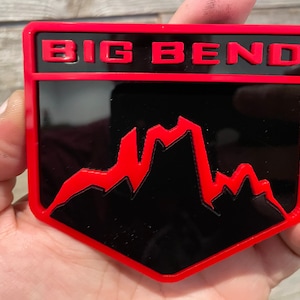 NEW &quot;BIG BEND&quot; Red on black, Fender Badges, Acrylic Badges , New body style Emblems