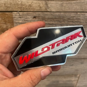 NEW &quot;WILDTRAK&quot; Red & Black On Silver, Fender Badges, Acrylic Badges , New body style Emblems