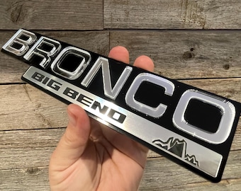 Throwback BR0NC0 Big Bend Chrome/Black/Silver Fender Badges, Acrylic Badges ,Emblems