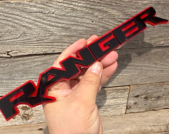 New "RANGER" Raptor Font Gloss Black on Gloss Red Acrylic Emblem