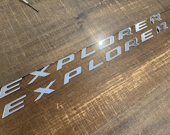 2020-Current EXPL0RER Lower rocker panel Inserts (SILVER MIRROR) set of 16 letters