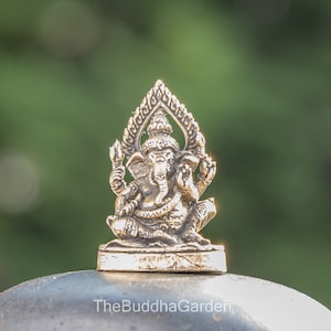 Tiny Brass Sitting Ganesh Statue, 1 Inch Tall, Hindu Statue, Hinduism Statue, Pocket Statue, Travel Statue, Ganesha Statue
