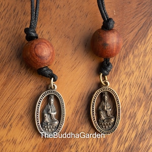 Kuan Yin Oval Necklace Pendant with Cord 1" (sold individually)