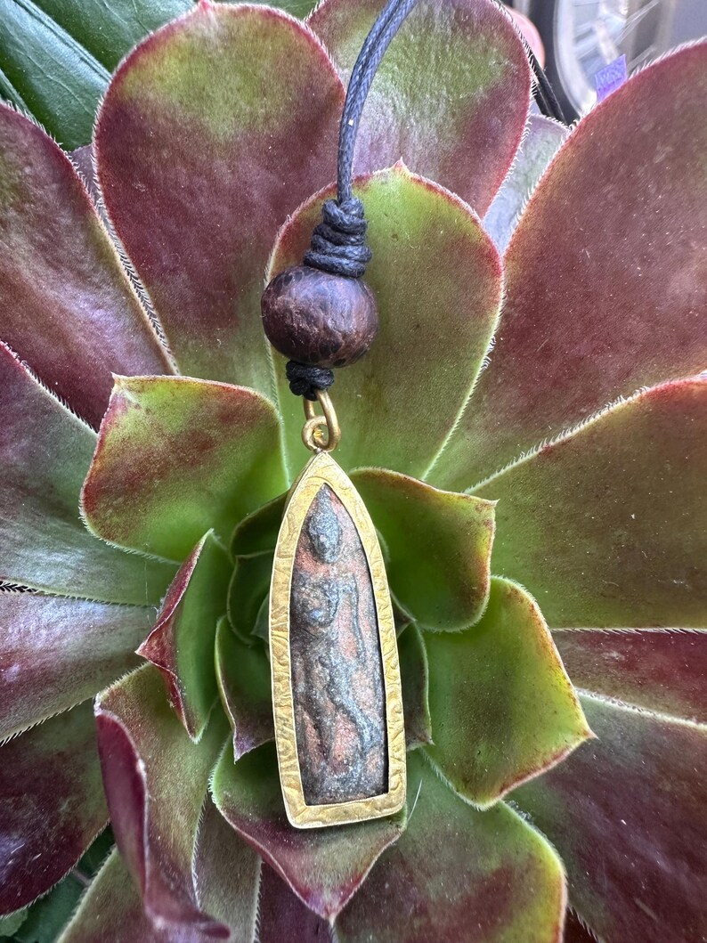 Thai Buddha Pendant: Sukhothai Buddha Necklace Pendant, Walking Buddha Pendant, 1.25 inches tall. image 3