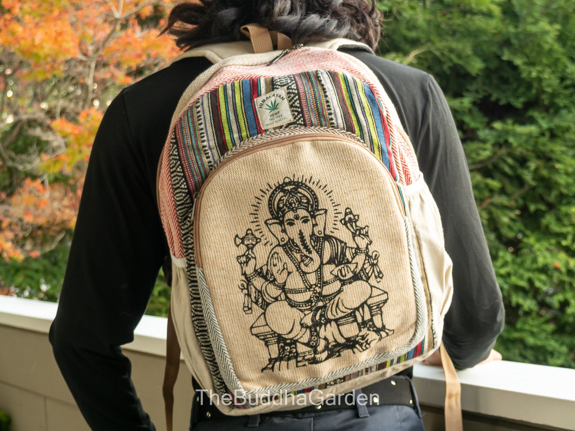 Ganesha Backpacks in Hemp: Large Hemp Ganesh Backpacks, 17 Inches
