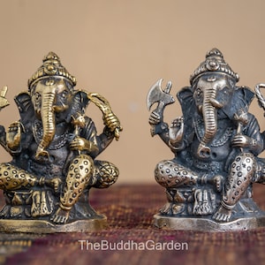 Ganesha Statue of Protection and Blessings, 2 Inches Tall, Brass Protection Ganesha Statue, Hindu Protection Statue