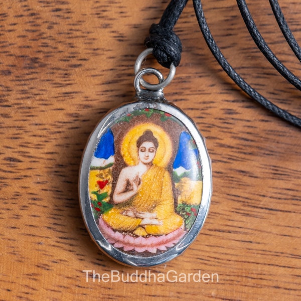 Buddha Pendant: Buddhist Necklace Pendant with Cord Necklace