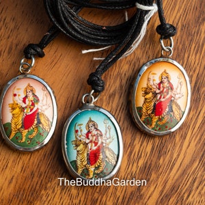 Durga Pendant: Ceramic Hindu Goddess Durga Necklace Pendant with Cord (sold individually)