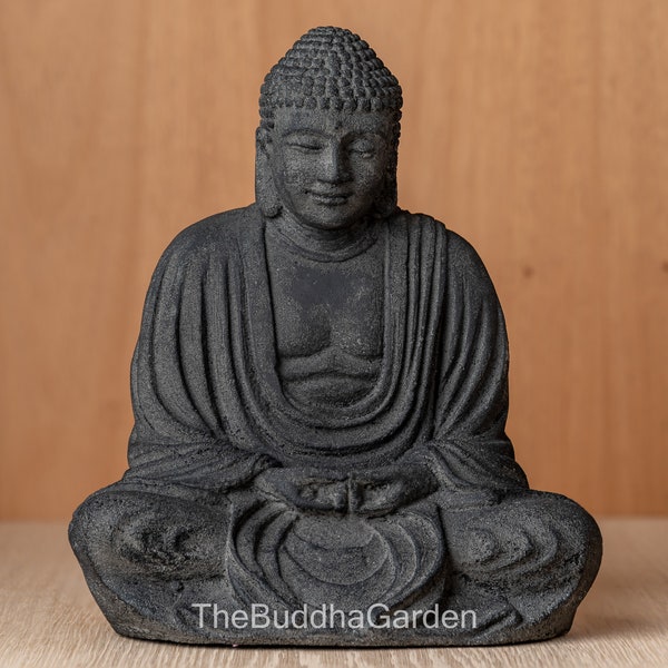 Big Lava Stone Garden Buddha Statue in Meditation Pose, 8.5 Inches Tall, Large Statue, Stone Statue, Garden Statue, Buddhist Statue