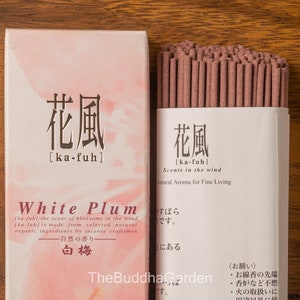 White Plum Incense: Ka-Fuh Traditional Japanese Incense, White Plum Scent, Low Smoke Japanese Koh, 120 Sticks of Incense