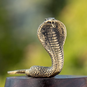 Cobra Figurine, Small Cobra Snake Statue, Brass Snake Statue