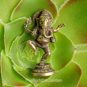 Dancing Ganesha Statue, 1.25 Inches Tall,  Brass Dancing Ganesh Statue, Small Ganesha Figurine in Brass from Thailand