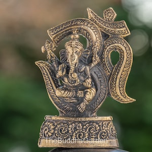 Brass Ganesh Om Statue, 2.5 Inches Tall, Ganesh Statue, Om Statue, Small Statue, Hindu Statue, Hinduism Statue
