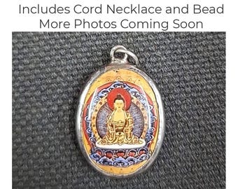 Amithaba Buddha Pendant: Protection Buddha Necklace Pendant with Cord Necklace