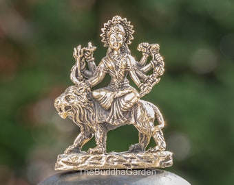 Brass Durga Statue, 2 Inches Tall, Hindu Statue, Hinduism Statue, Positive Energy, Metal Statue