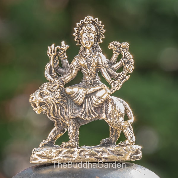 Brass Durga Statue, 2 Inches Tall, Hindu Statue, Hinduism Statue, Positive Energy, Metal Statue