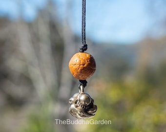 Brass Weeping Buddha Pendant, 0.5 Inches Tall, Includes Necklace Cord