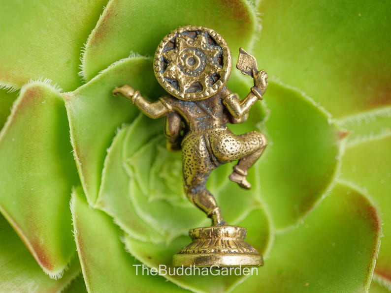Dancing Ganesha Statue, 1.25 Inches Tall, Brass Dancing Ganesh Statue, Small Ganesha Figurine in Brass from Thailand image 3