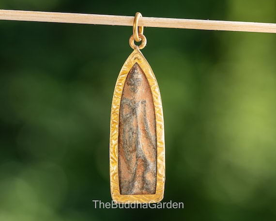 Thai Buddha Pendant: Sukhothai Buddha Necklace Pendant, Walking Buddha Pendant, 1.25 inches tall.