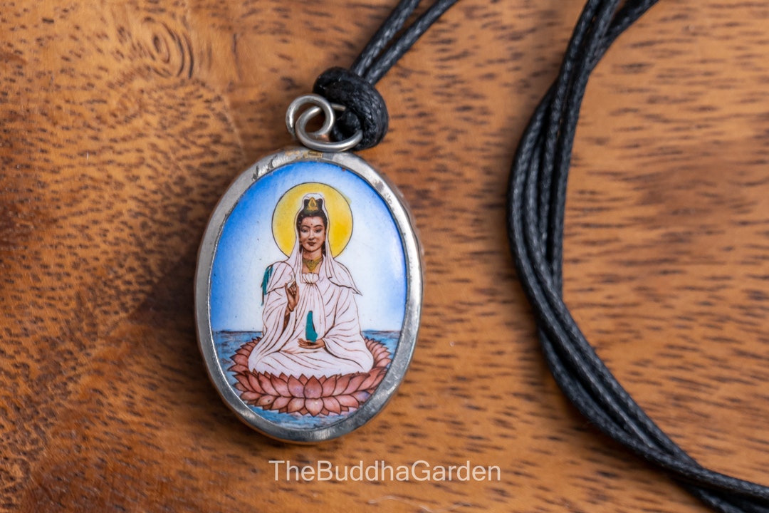 Kuan Yin Pendant Kuan Yin Buddhist Goddess Pendant With Cord Etsy