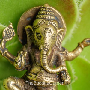Dancing Ganesha Statue, 1.25 Inches Tall, Brass Dancing Ganesh Statue, Small Ganesha Figurine in Brass from Thailand image 2