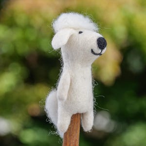 Poodle Dog Felt Finger Puppet, Handmade Finger Puppet, Children&#39;s Story Toy, Puppy Toy, Animal Finger Puppet
