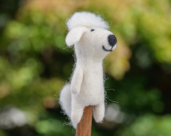 Poodle Dog Felt Finger Puppet, Handmade Finger Puppet, Children's Story Toy, Puppy Toy, Animal Finger Puppet