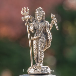 Standing Shiva Parvati Statue, Shiva Shakti Sun and Moon Man and Woman Hari Hara Staute, 2.75 Inches Tall