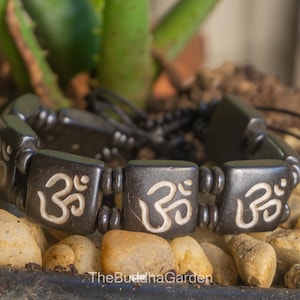 Brown Om Bracelet Made from yak Bone