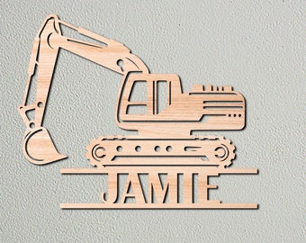 Excavator Room Sign, Digger Bedroom Sign, Personalised Name Sign, Boys Room Decor, JCB Bedroom Sign, Wooden Kids Bedroom Sign