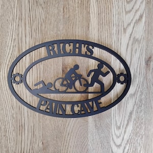 Customisable Triathlon Sign - Any Writing!/ Run Bike Swim / Gift for Triathletes - Pain Caves, Bike Sheds, Bike Storages
