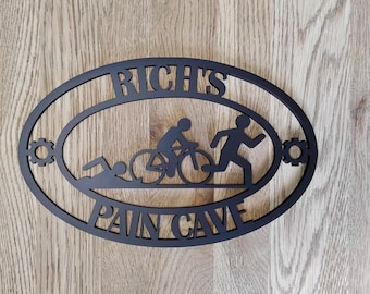 Customisable Triathlon Sign - Any Writing!/ Run Bike Swim / Gift for Triathletes - Pain Caves, Bike Sheds, Bike Storages