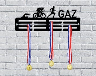 Personalised Medal Hanger Medal Holder Wall Display Rack Triathlon Male Swim Bike Run Triathlon gifts