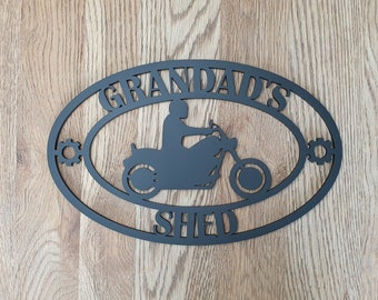 Customisable Motorbike Sign / Personalised Shed Sign - Any Name, Any Writing - Man Caves, Garages, Sheds