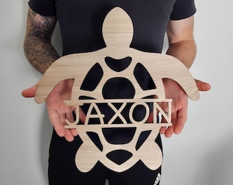 Sea Turtle Room Sign, Personalised Name Sign, Ocean Room Decor, Sea Turtle Bedroom Sign, Wooden Kids Bedroom Sign, Wooden Name Turtle