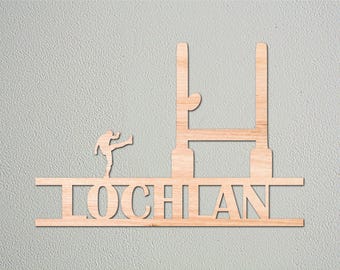 Personalised Wooden Rugby Sign – Custom Name Rugby Decor, Gift for Rugby Fans, Kids' Room Name Plaque, Sports Lover Wall Art, Flyhalf