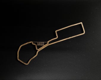 Baku Formula Track Wall Art | Wooden or Black Acrylic F1 Circuit Decor | Azerbaijan Grand Prix | Motorsport Gift | Racing Fan Decor