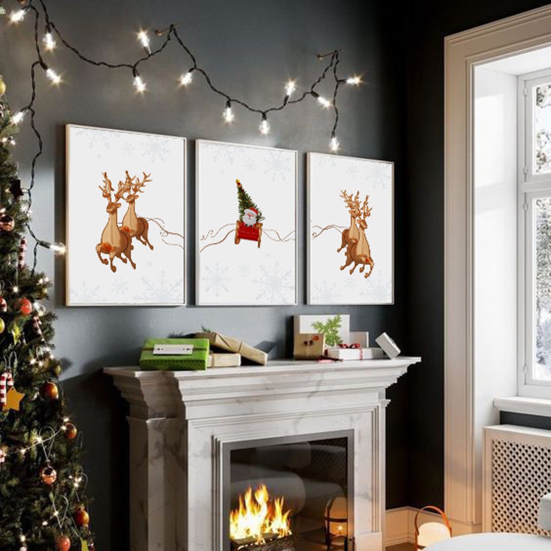 Gallery Set of 3 Santa Claus Prints | Christmas Wall Art Printable - Etsy