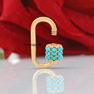 9k Gold Carabiner Lock, 9K Turquoise Carabiner Lock, 14k Pave Carabiner Lock, 14k Carabiner Lock, Carabiner Gold Lock, 14K Carabiner Jewelry