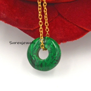 Jade Donut Circle Pendant, Gemstone Jadeite Donut Pendant, Gemstone Donut Pendant, Gemstone Donut Jewelry, Gemstone Designer Donut Pendant