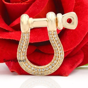 Diamond Shackle Clasp Lock, Carabiner Shackle Lock, Shackle Clasp Chain Lock, Designer Shackle Lock, Silver Shackle Lock, Shackle Screw Lock