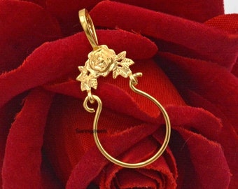 14k Solid Gold Charm Holder, Pave Charm Holder Pendant, handmade Charm Holder Jewelry, Charm Holder Pendant, Gold Charm Holder, Charm Lock