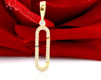 14k Gold Diamond Charm Enhancer: Paperclip Necklace Holder