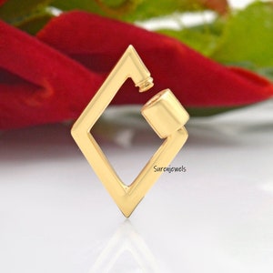 14k Gold Carabiner Lock, 14K Carabiner Jewelry, Designer Carabiner, Gold Parallelogram Carabiner Lock, Gold Carabiner, 14K Gold Carabiner