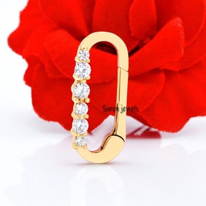 14k Gold Diamond Push lock, Enhancer Charm Pendant Lock, 14k Gold Charm Lock, Clasp Charm Lock Jewelry, Solid Gold Enhancer Lock