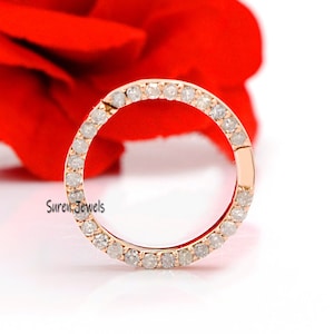 9k Gold Diamond Circle Charm Holder: 15mm Enhancer Connector