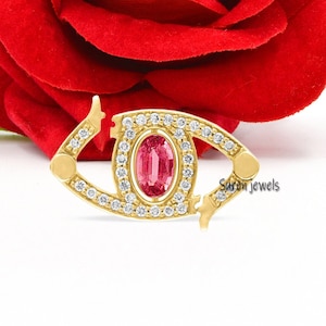 Solid 14k Gold Diamond Enhancer Lock, 14k Enhancer Charm Pendant, Gemstone Charm Holder, Elongated Link Lock, Openable Push Lock, Charm Lock