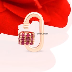 14k Gold Carabiner Lock, Gemstone Carabiner Lock, Gold Ruby Carabiner, Solid Gold Carabiner Lock, 14K Carabiner, 14k Baby Lock, Carabiner